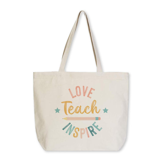 Tote Bag Natural Canvas-Love Teach Inspire