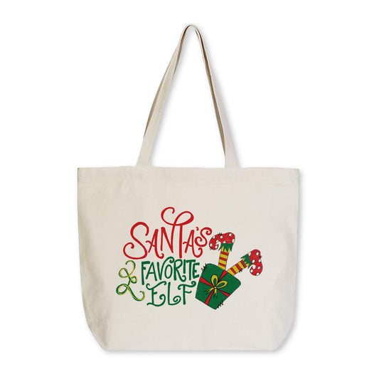 Tote Bag Natural Canvas-Santa's Favorite Elf