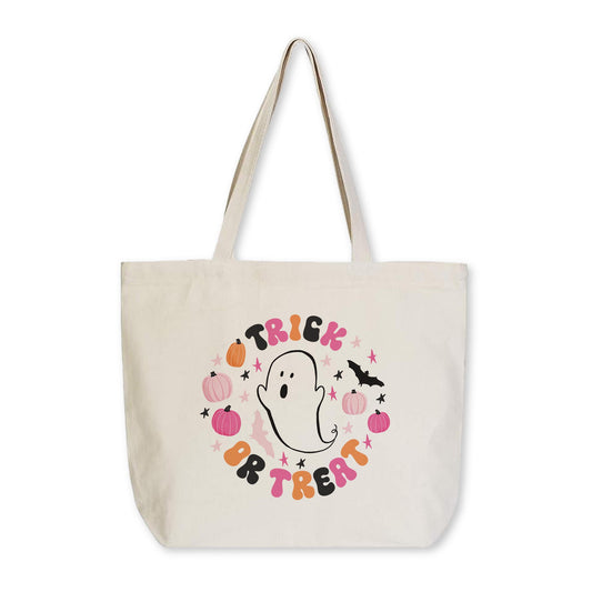 Tote Bag Natural Canvas-Happy Ghost Trick Or Treat