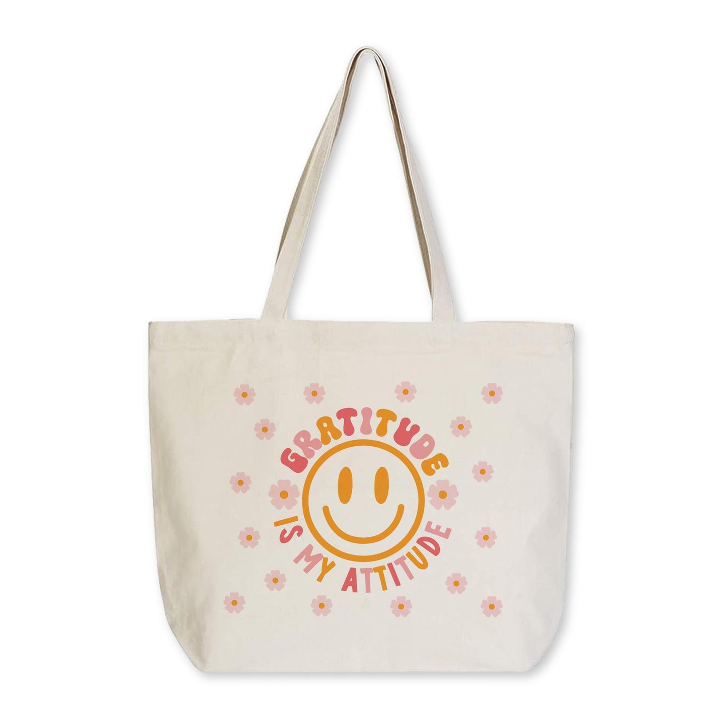 Tote Bag Natural Canvas-Happy Plans Gratitude Is My Attitude