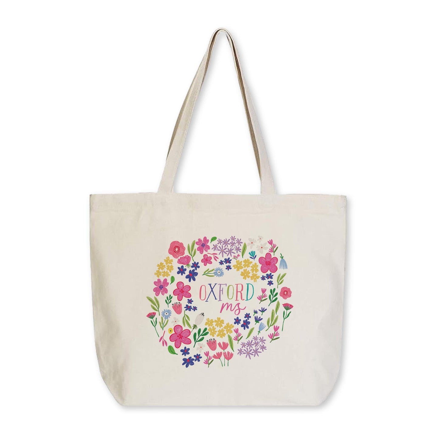 Tote Bag Natural Canvas-Flower Confetti City & State -0