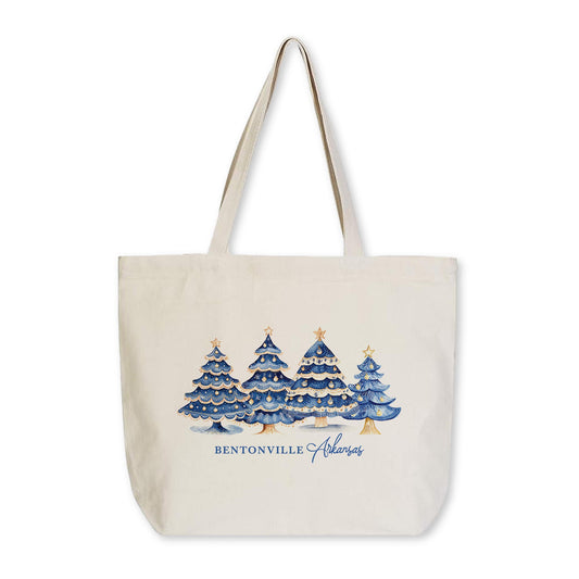 Tote Bag Natural Canvas-Love+Local Blue Noel - A Grand Millennial Christmas -0