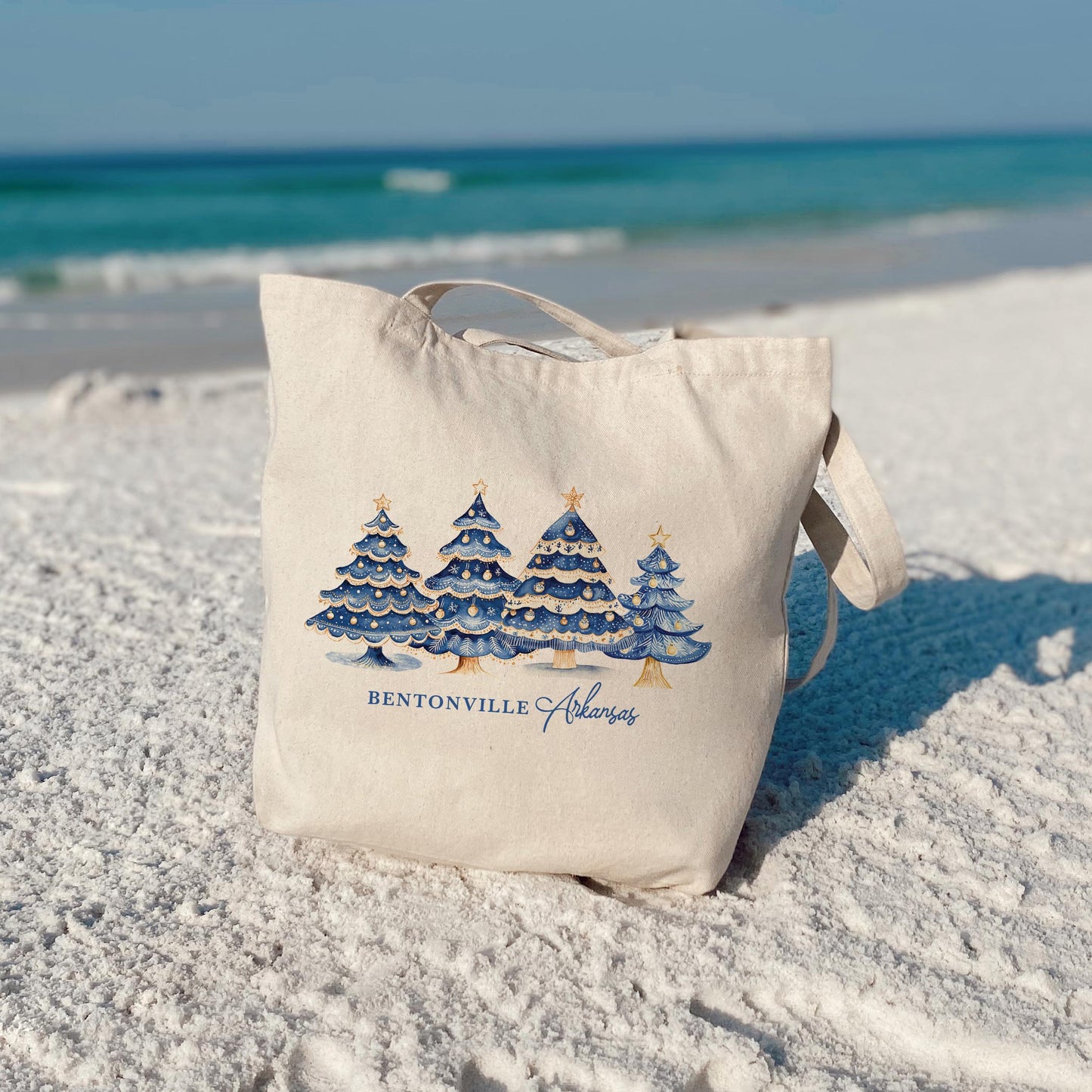 Tote Bag Natural Canvas-Love+Local Blue Noel - A Grand Millennial Christmas -3