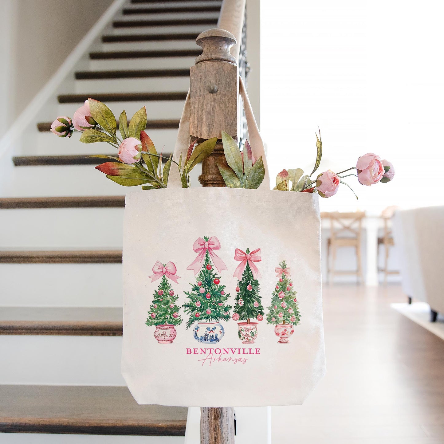 Tote Bag Natural Canvas-Love+Local Blush & Baubles - A Grand Millennial Christmas -1