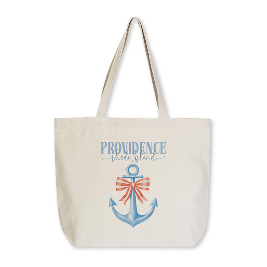 Tote Bag Natural Canvas-Love+Local New England Tides Anchor -0