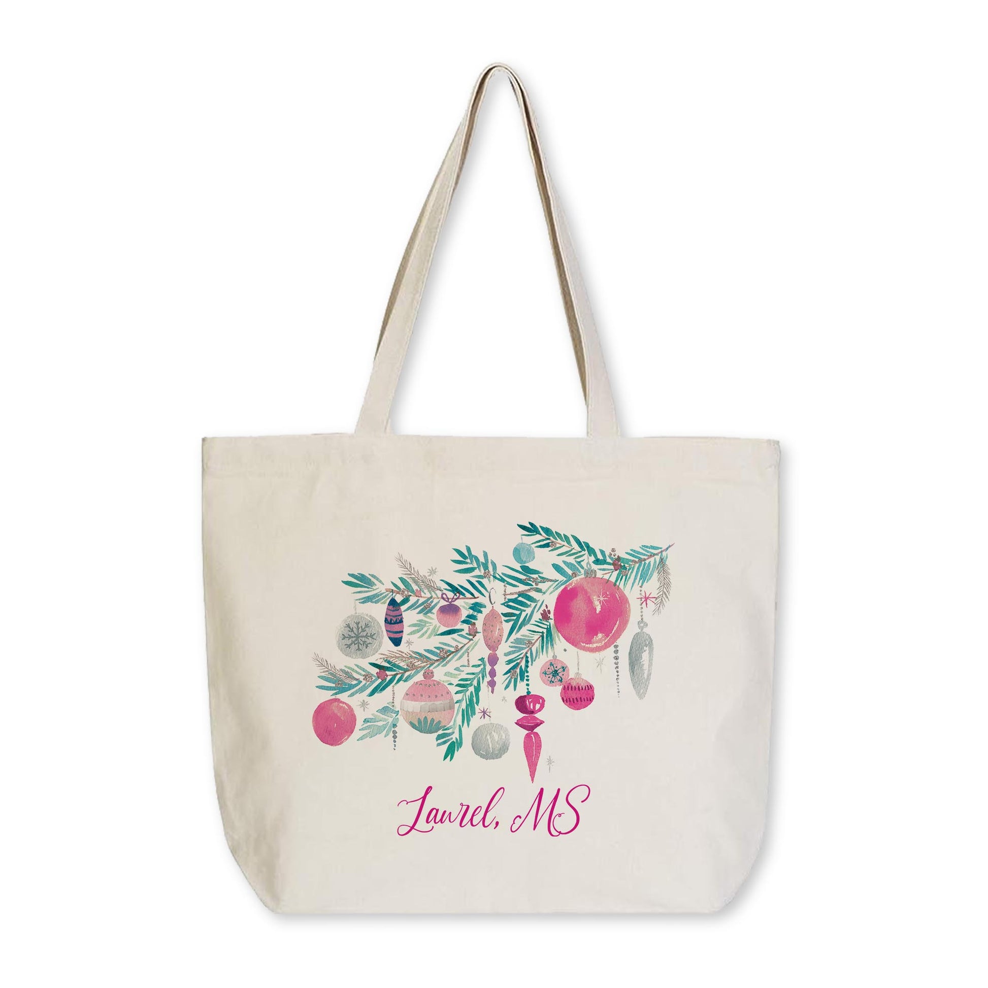 Tote Bag Natural Canvas-Watercolor Sugar Plum Branch -0
