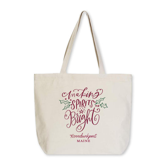 Tote Bag Natural Canvas-Love + Local Winterberry -0