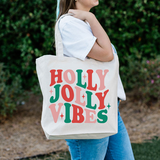 Canvas Tote Bag - Holly Jolly Vibes