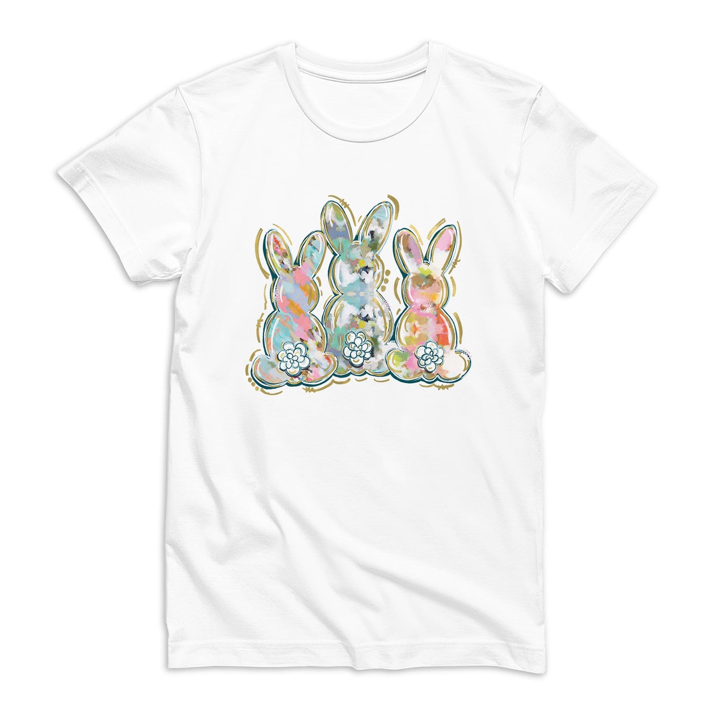 Bella Canvas T-Shirt White-Painted Bunny Trio