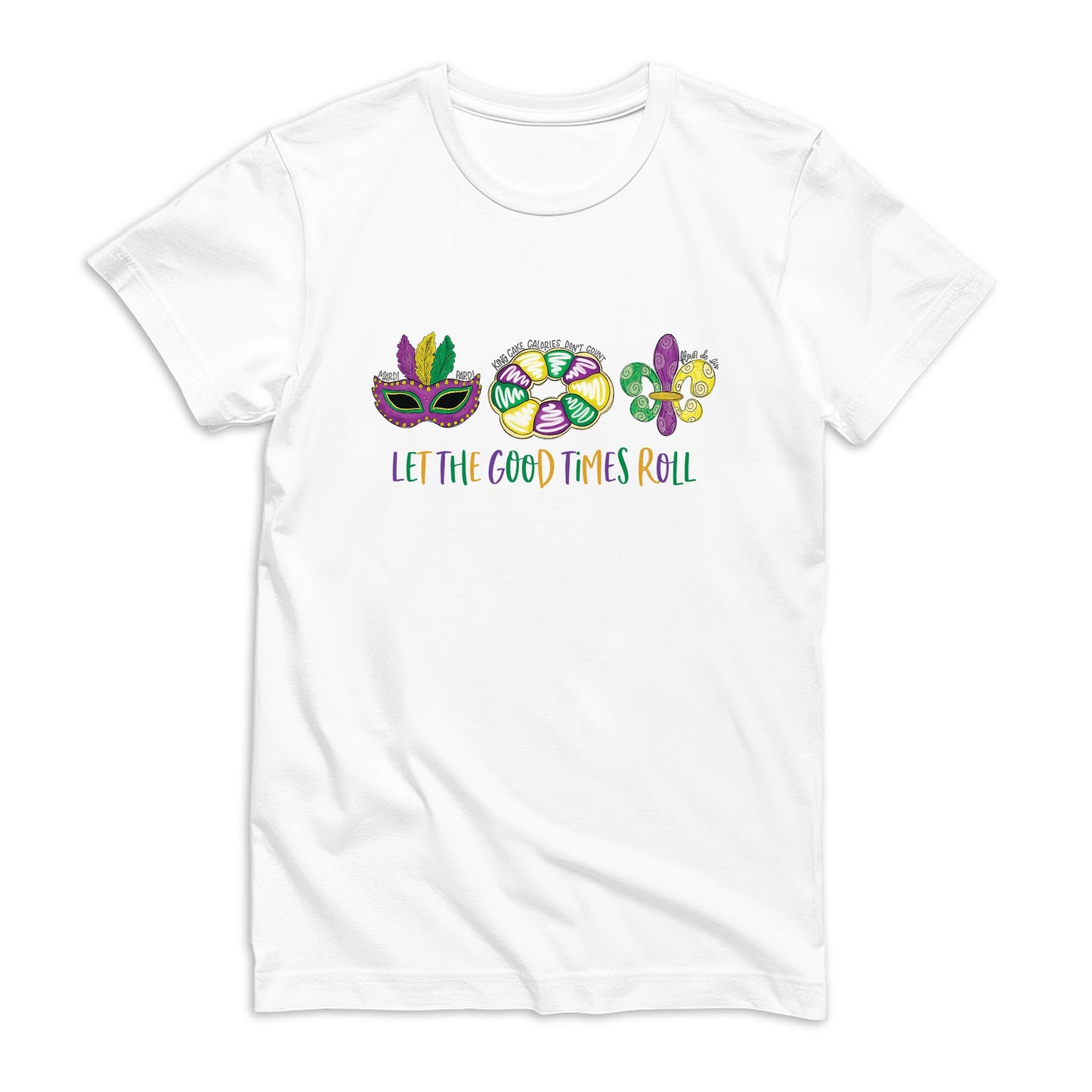 Bella Canvas T-Shirt White-Mardi Gras Let The Good Times Roll