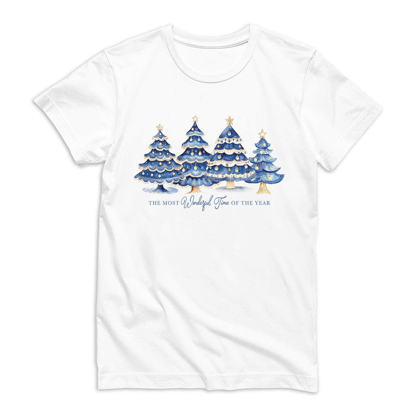 Bella Canvas T-Shirt White-Blue Noel - A Grand Millennial Christmas -0