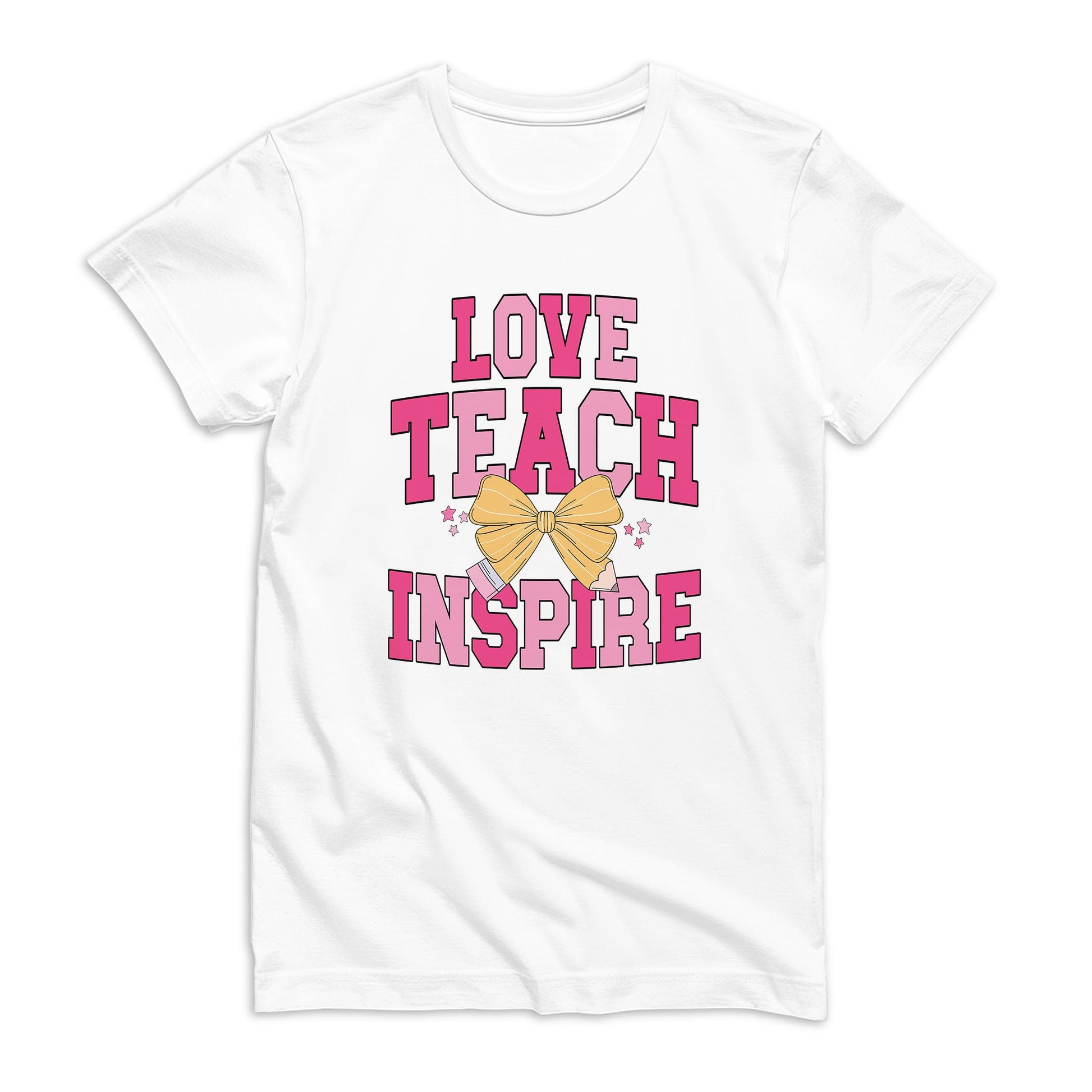 Bella Canvas T-Shirt White-Classroom Coquette Love Teach Inspire -0