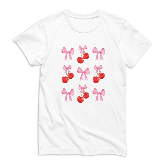 Bella Canvas T-Shirt White-Cherries & Bows