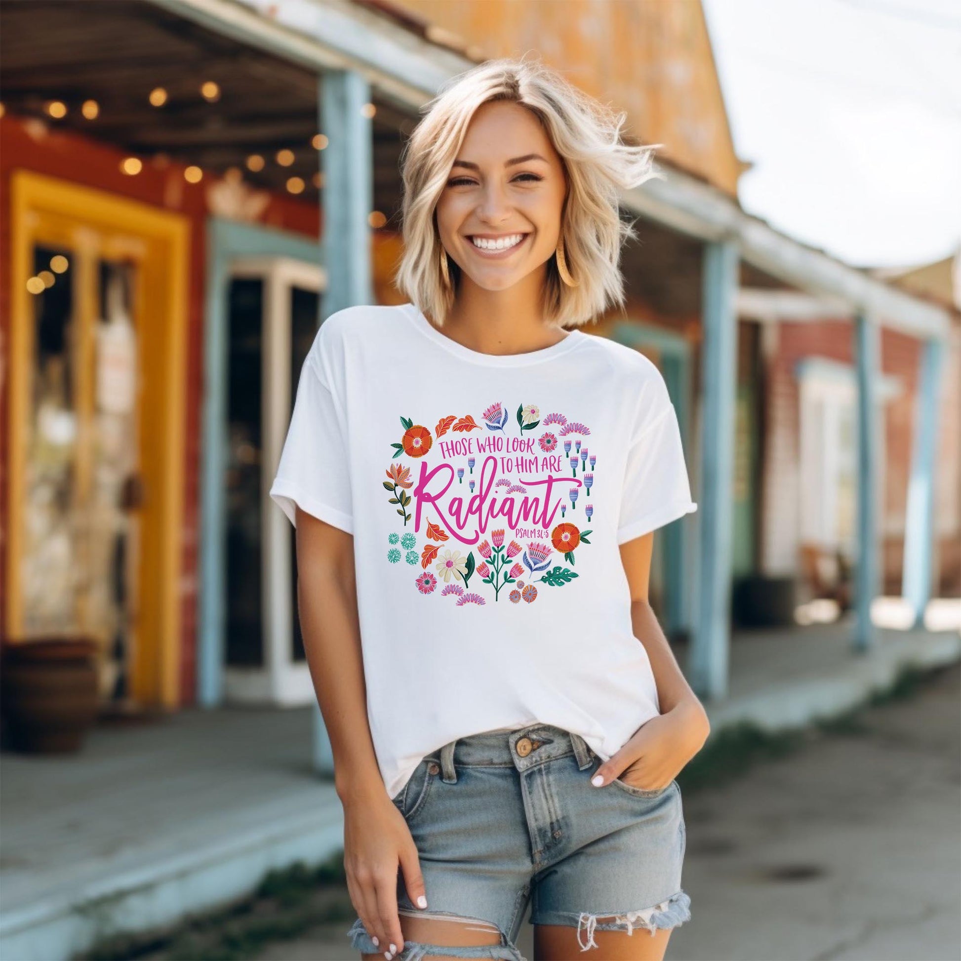 Bella Canvas T-Shirt White-Radiant Hope Those Who Look To Him -1