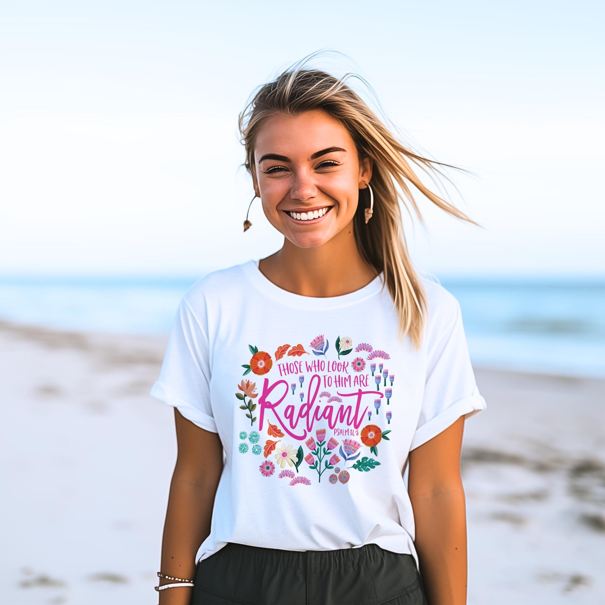 Bella Canvas T-Shirt White-Radiant Hope Those Who Look To Him -2
