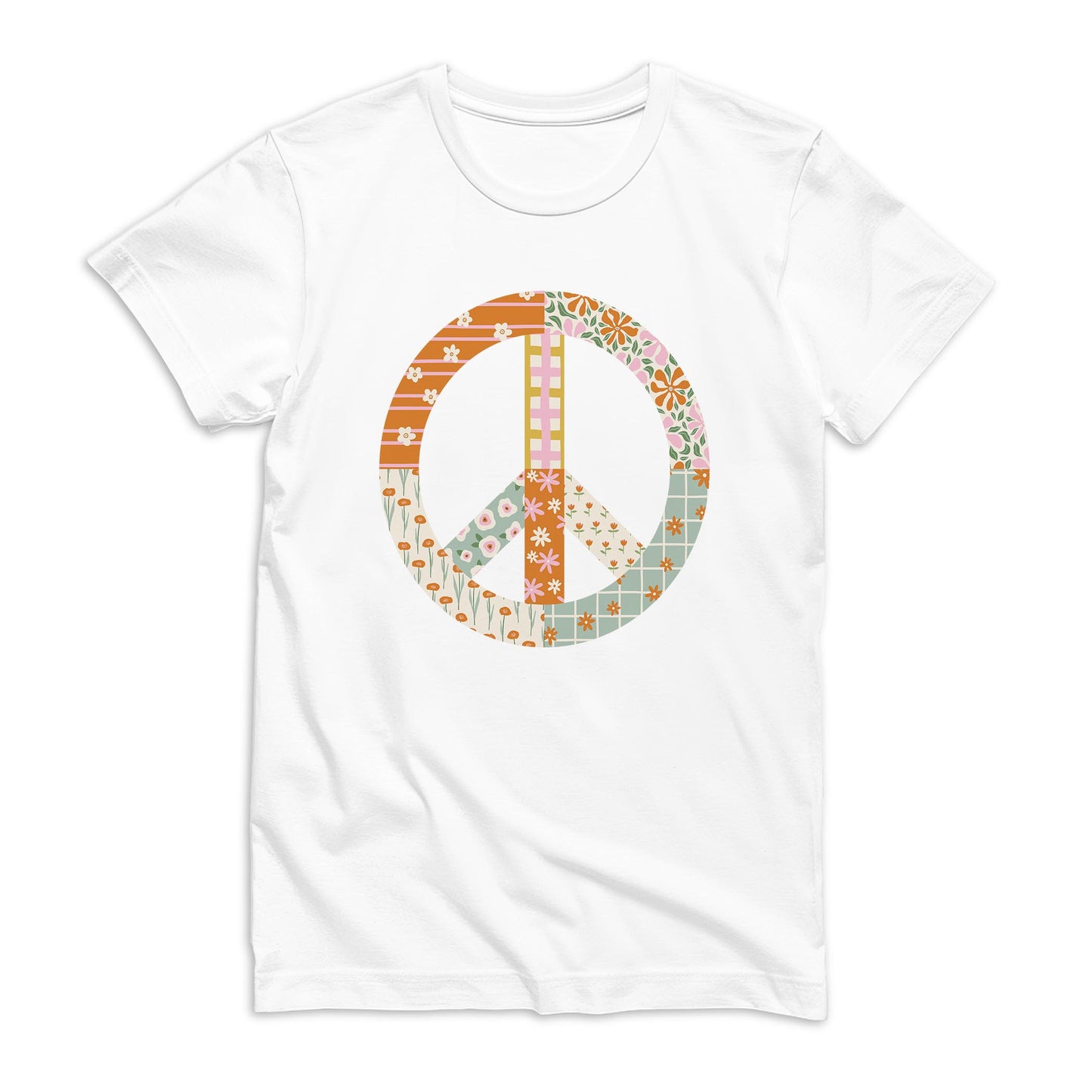 Bella Canvas T-Shirt White-Spring Patch Peace Sign