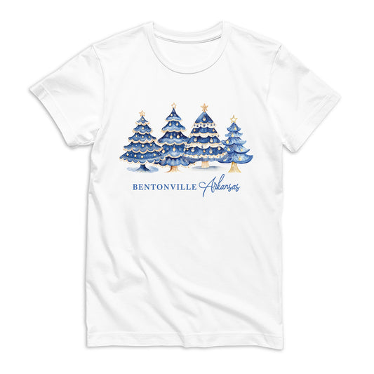 Bella Canvas T-Shirt White-Love+Local Blue Noel - A Grand Millennial Christmas -0