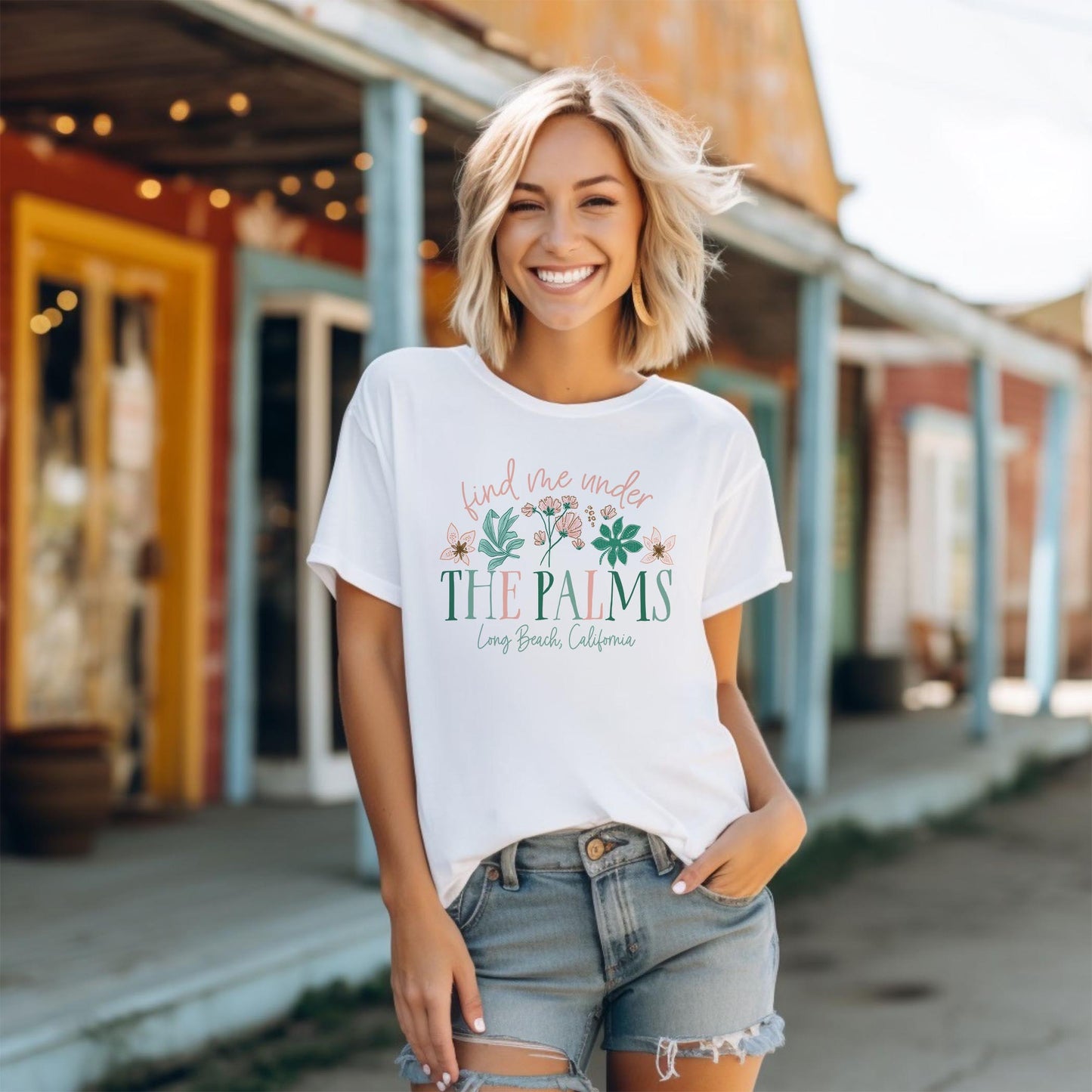 Bella Canvas T-Shirt White-Love+Local Lush Tropics -1