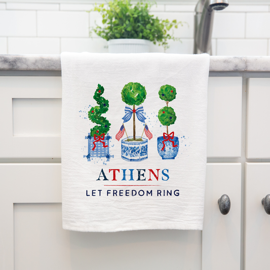 Love+Local Cotton Tea Towel | American Summer Chinoiserie Topiary