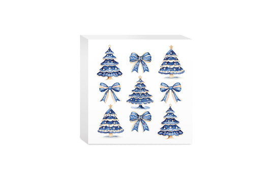 5x5 Wood Block-Blue Noel - A Grand Millennial Christmas -0