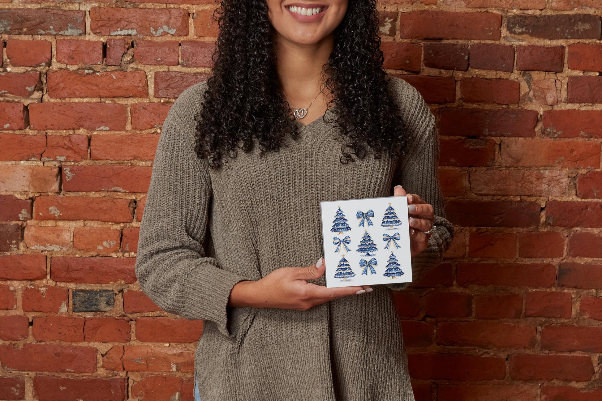 5x5 Wood Block-Blue Noel - A Grand Millennial Christmas -1