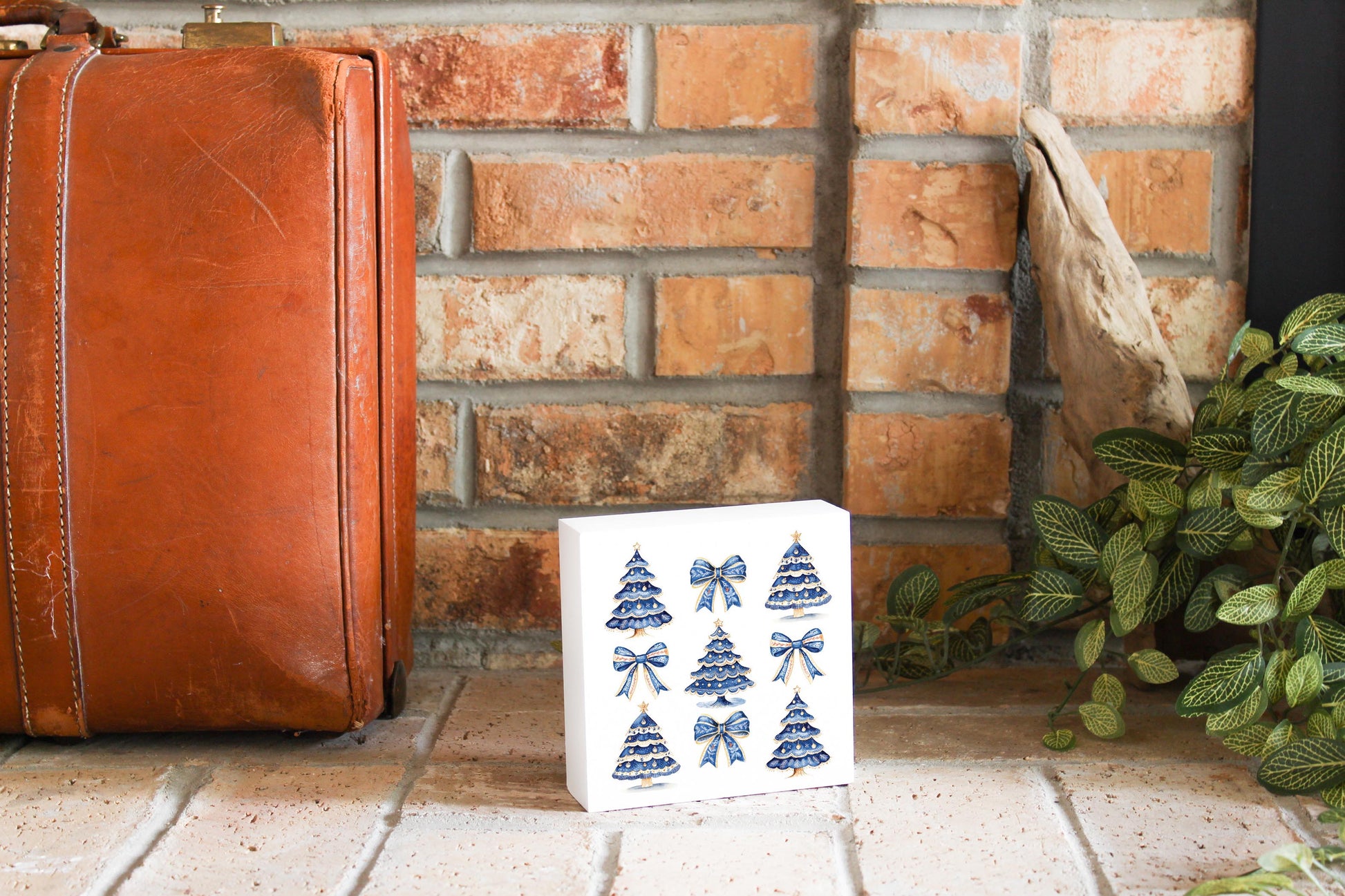 5x5 Wood Block-Blue Noel - A Grand Millennial Christmas -3