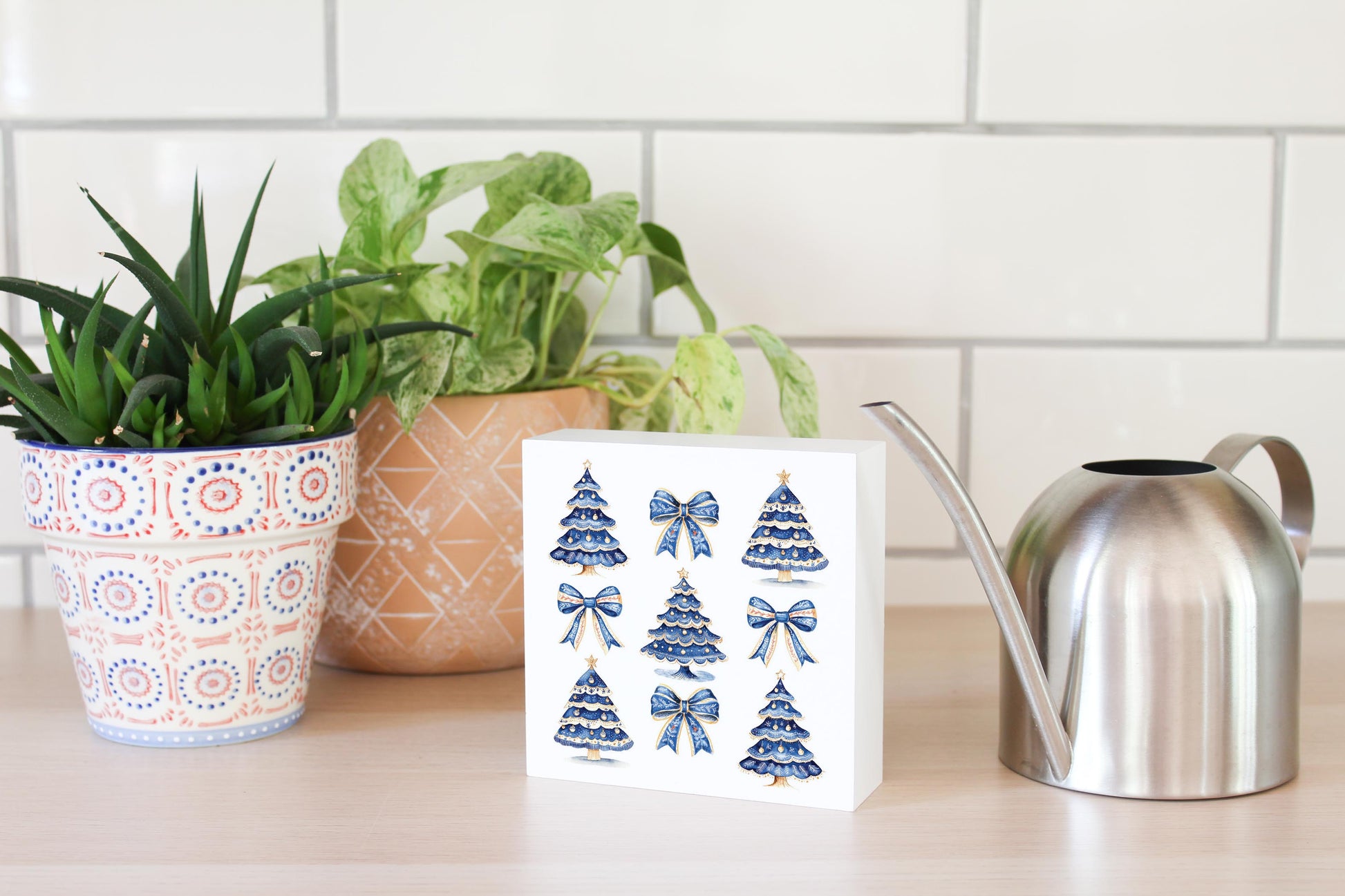 5x5 Wood Block-Blue Noel - A Grand Millennial Christmas -4