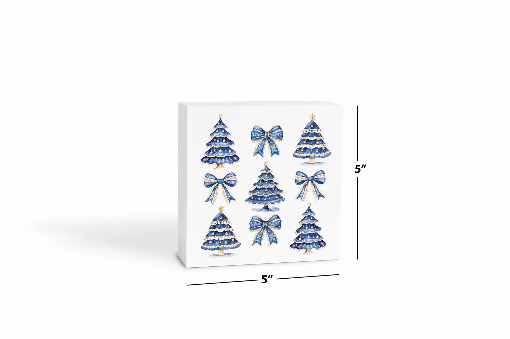 5x5 Wood Block-Blue Noel - A Grand Millennial Christmas -6