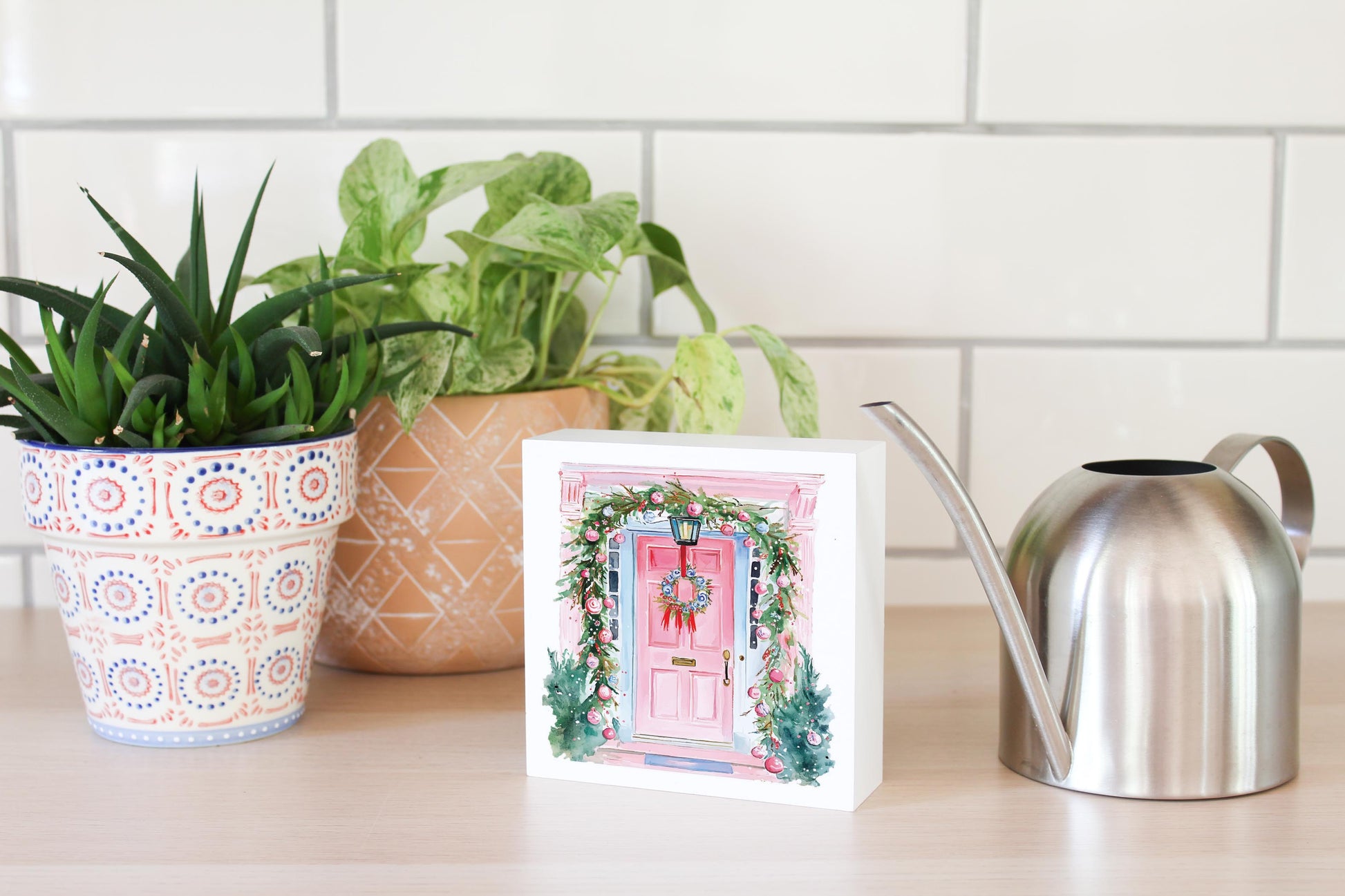 5x5 Wood Block-Blush & Baubles - A Grand Millennial Christmas -4