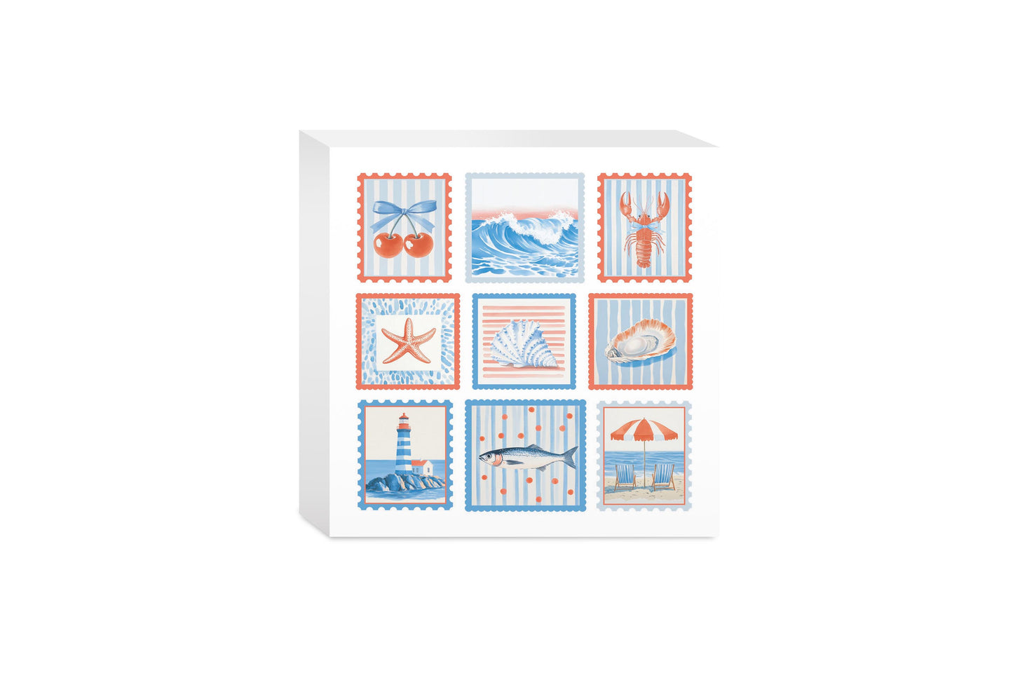5x5 Wood Block-New England Tides Stamps -0