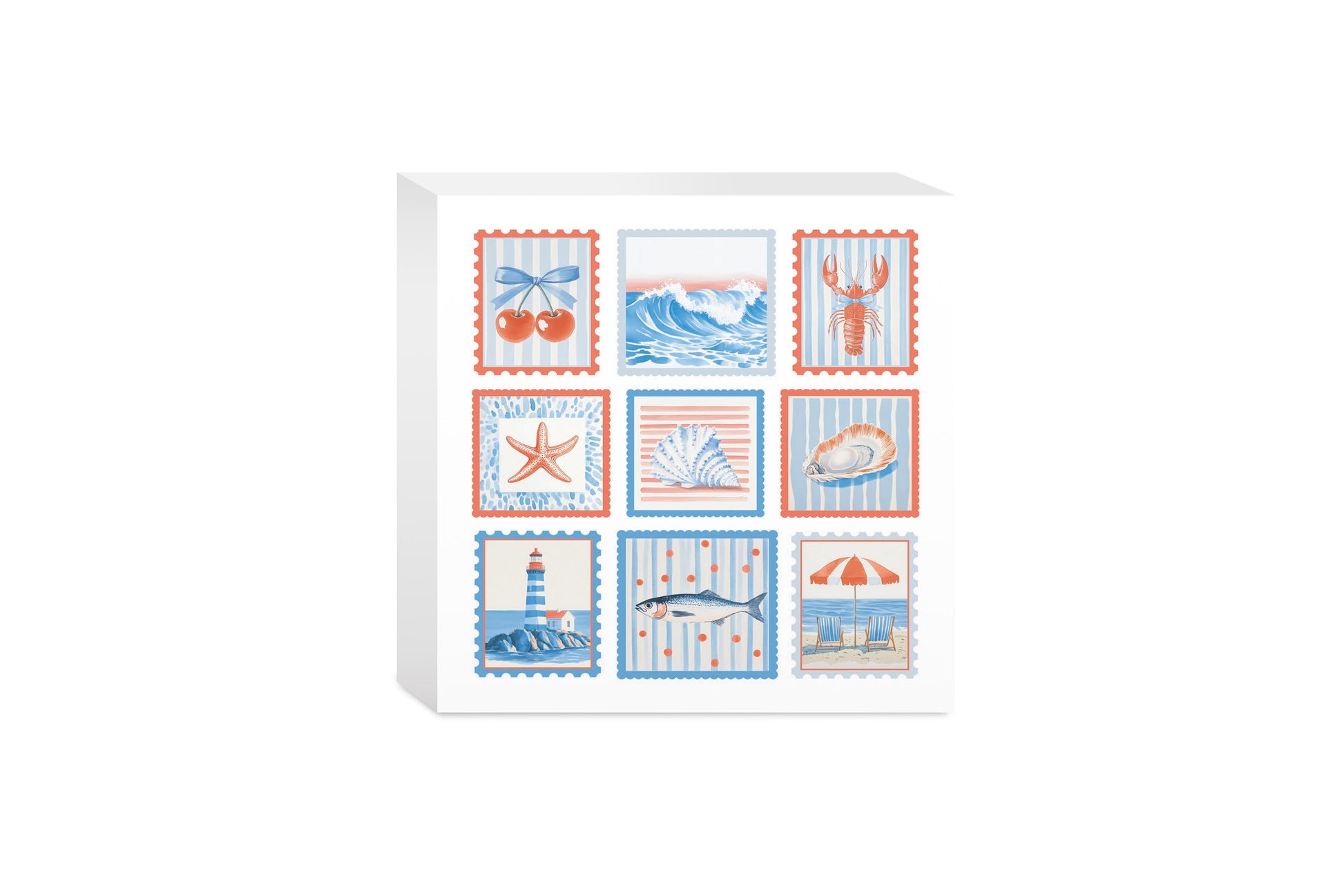 5x5 Wood Block-New England Tides Stamps -0