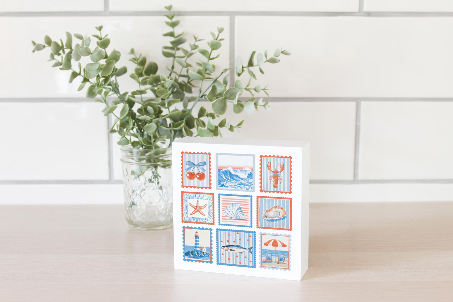 5x5 Wood Block-New England Tides Stamps -2