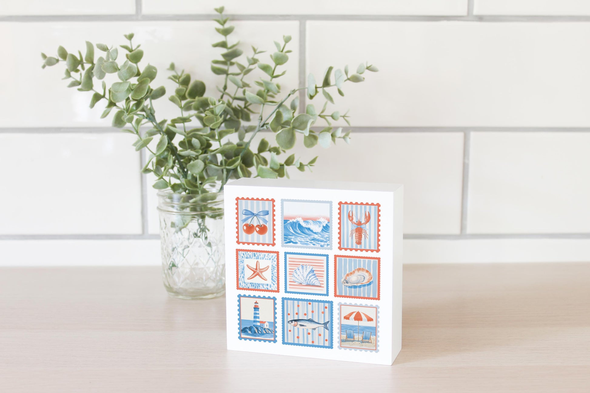5x5 Wood Block-New England Tides Stamps -2