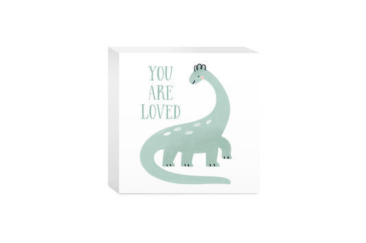 5x5 Wood Block-Dinosaur Nursery You Are Loved -0
