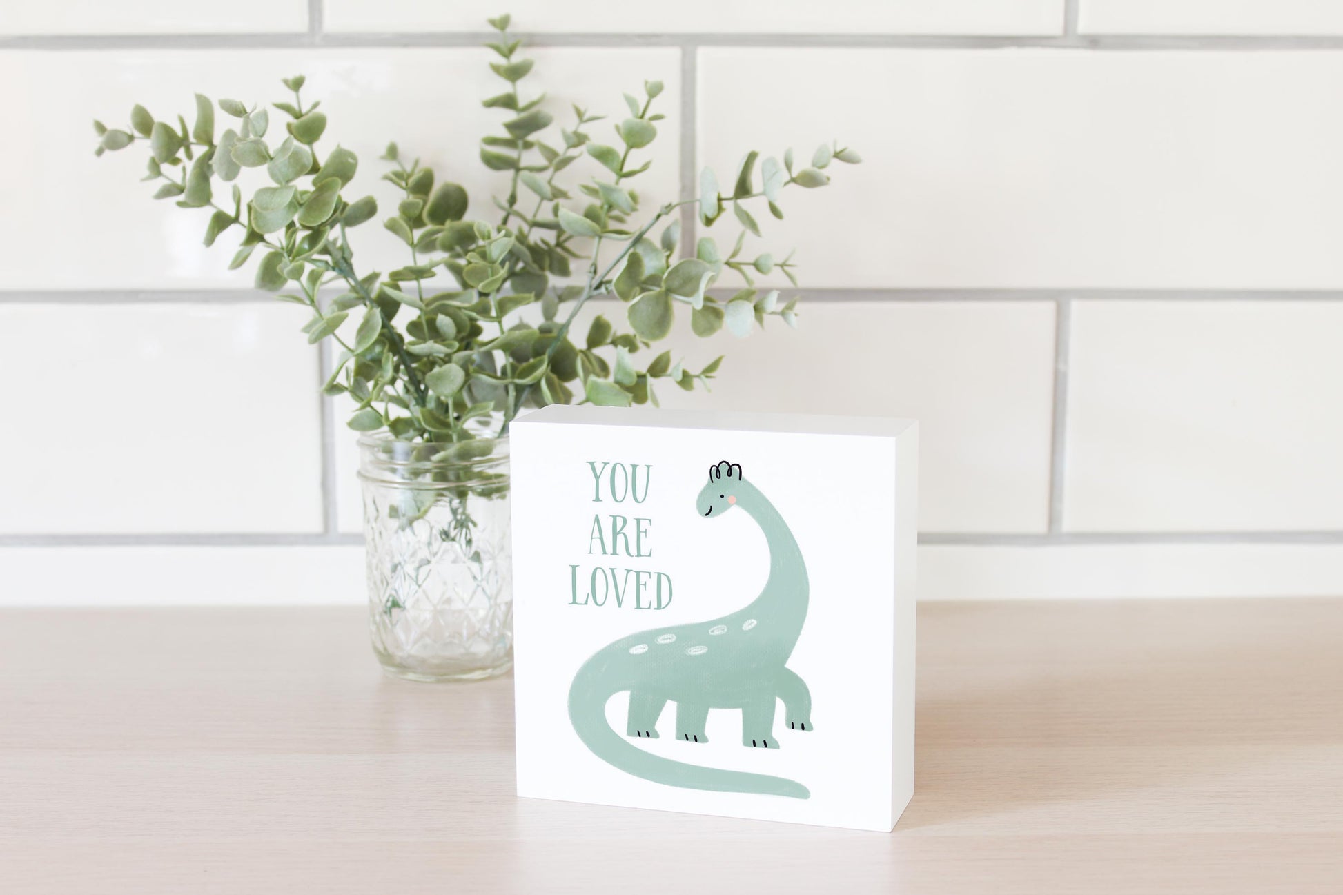 5x5 Wood Block-Dinosaur Nursery You Are Loved -2