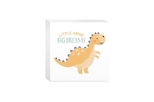 5x5 Wood Block-Dinosaur Nursery Little Arms Big Dreams -0
