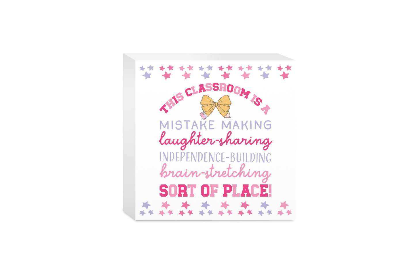 5x5 Wood Block-Classroom Coquette This Classroom -0