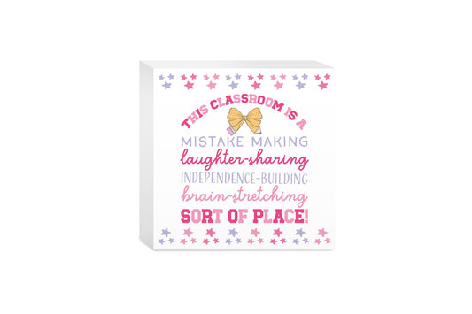 5x5 Wood Block-Classroom Coquette This Classroom -0