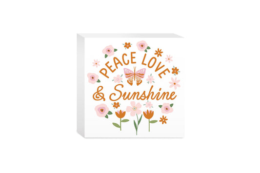 5x5 Wood Block-Spring Peace Love & Sunshine