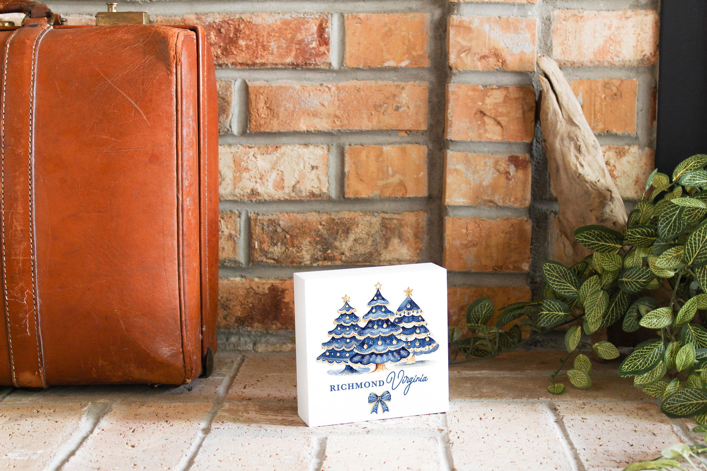 5x5 Wood Block-Love+Local Blue Noel - A Grand Millennial Christmas -3