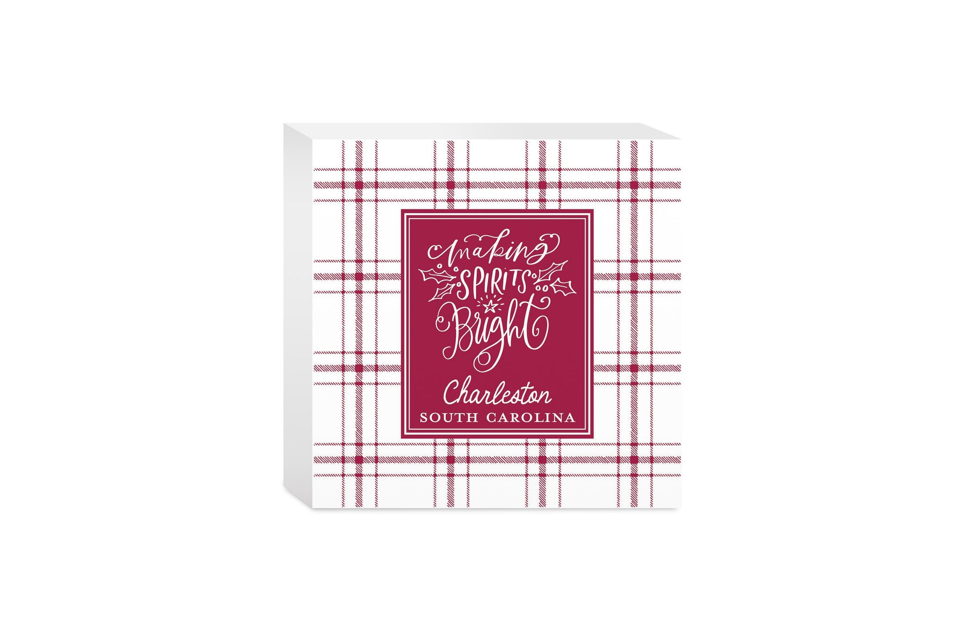 5x5 Wood Block-Love + Local Winterberry -0
