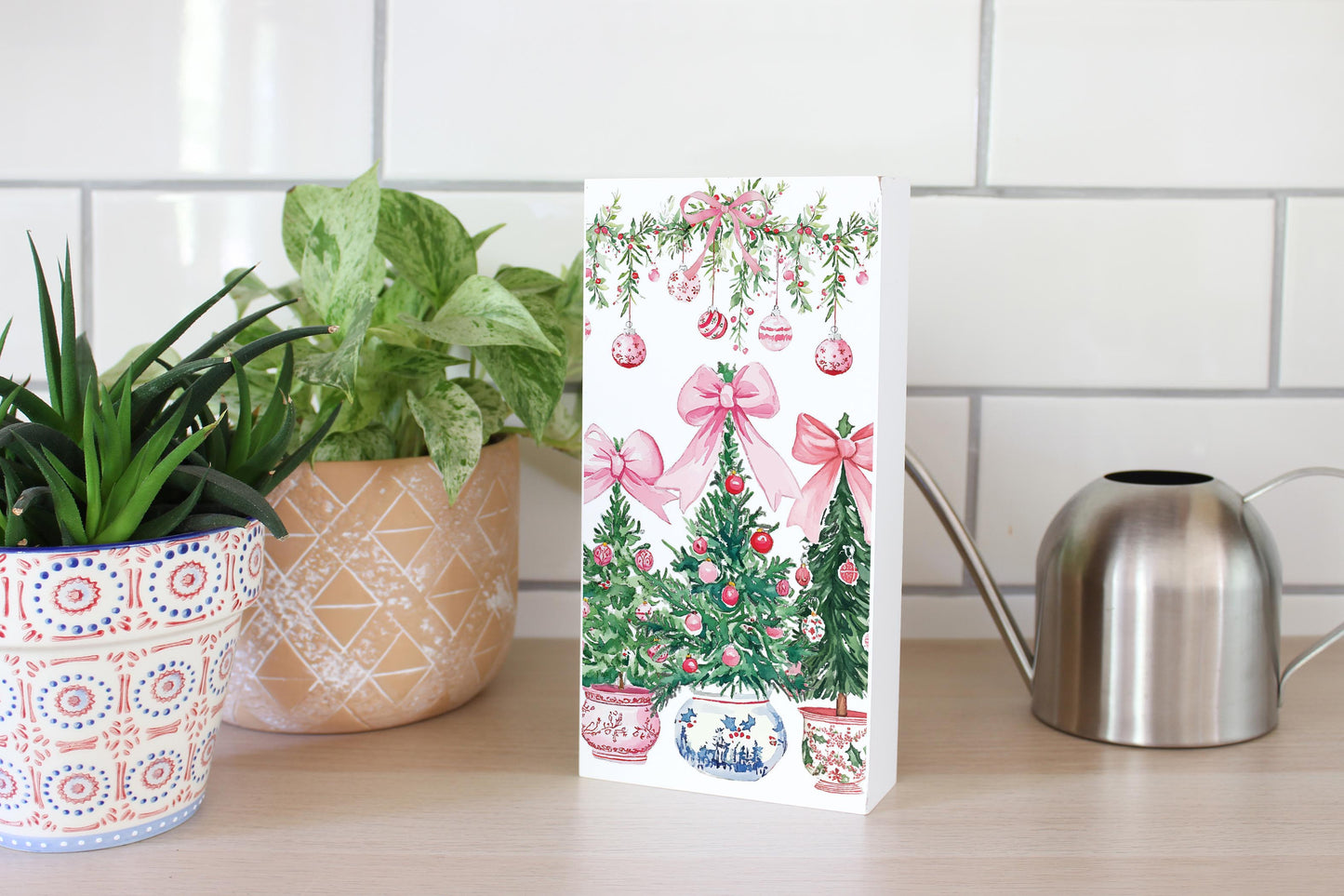 5x10 Wood Block-Blush & Baubles - A Grand Millennial Christmas -4