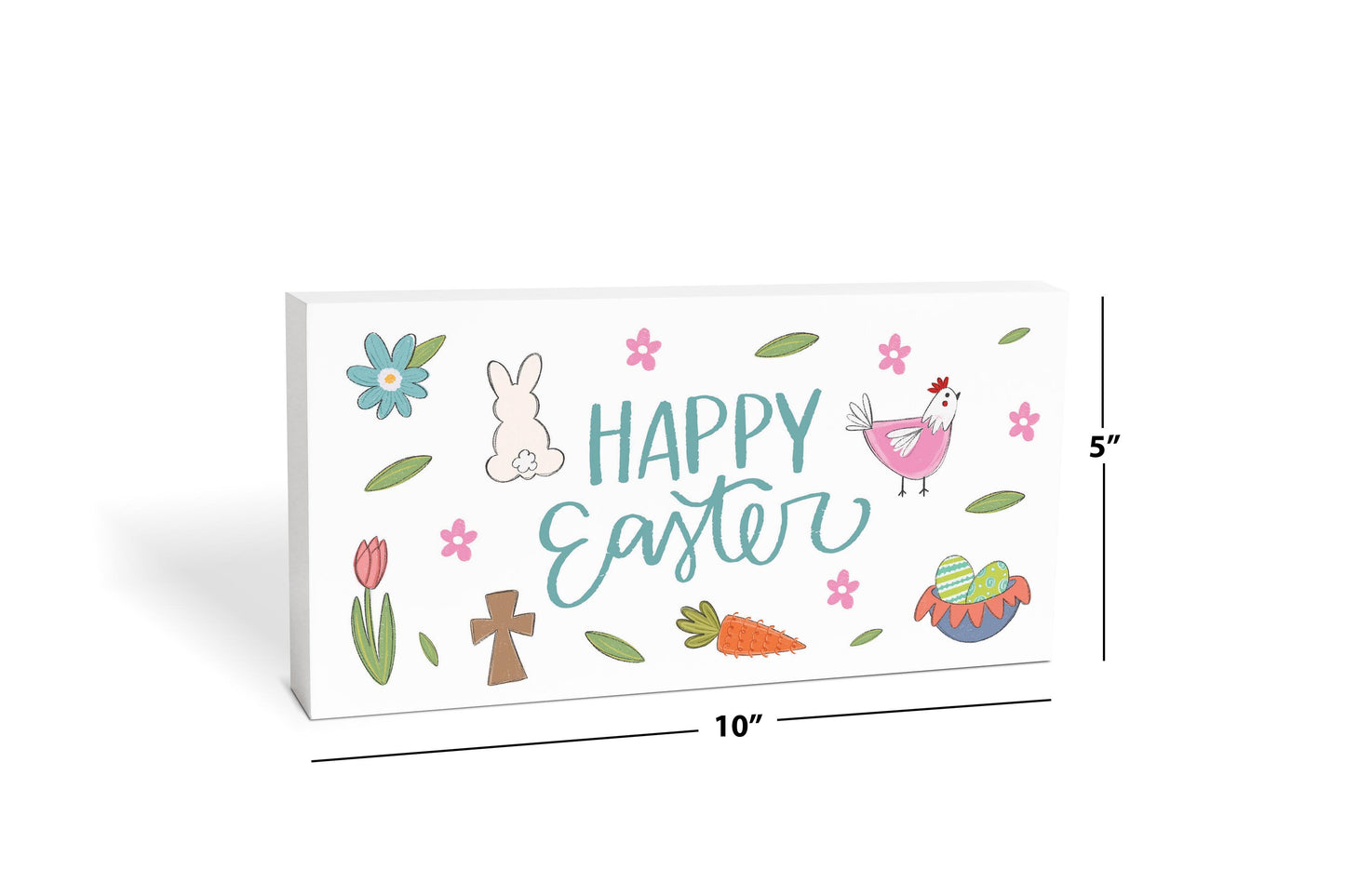 5x10 Wood Block Horizontal-Happy Easter