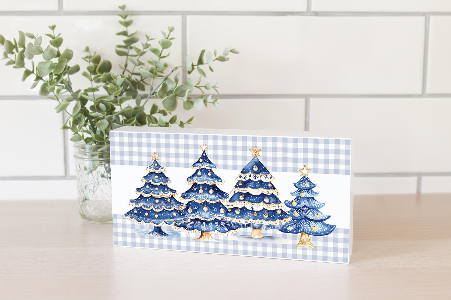5x10 Wood Block Horizontal-Blue Noel - A Grand Millennial Christmas -2