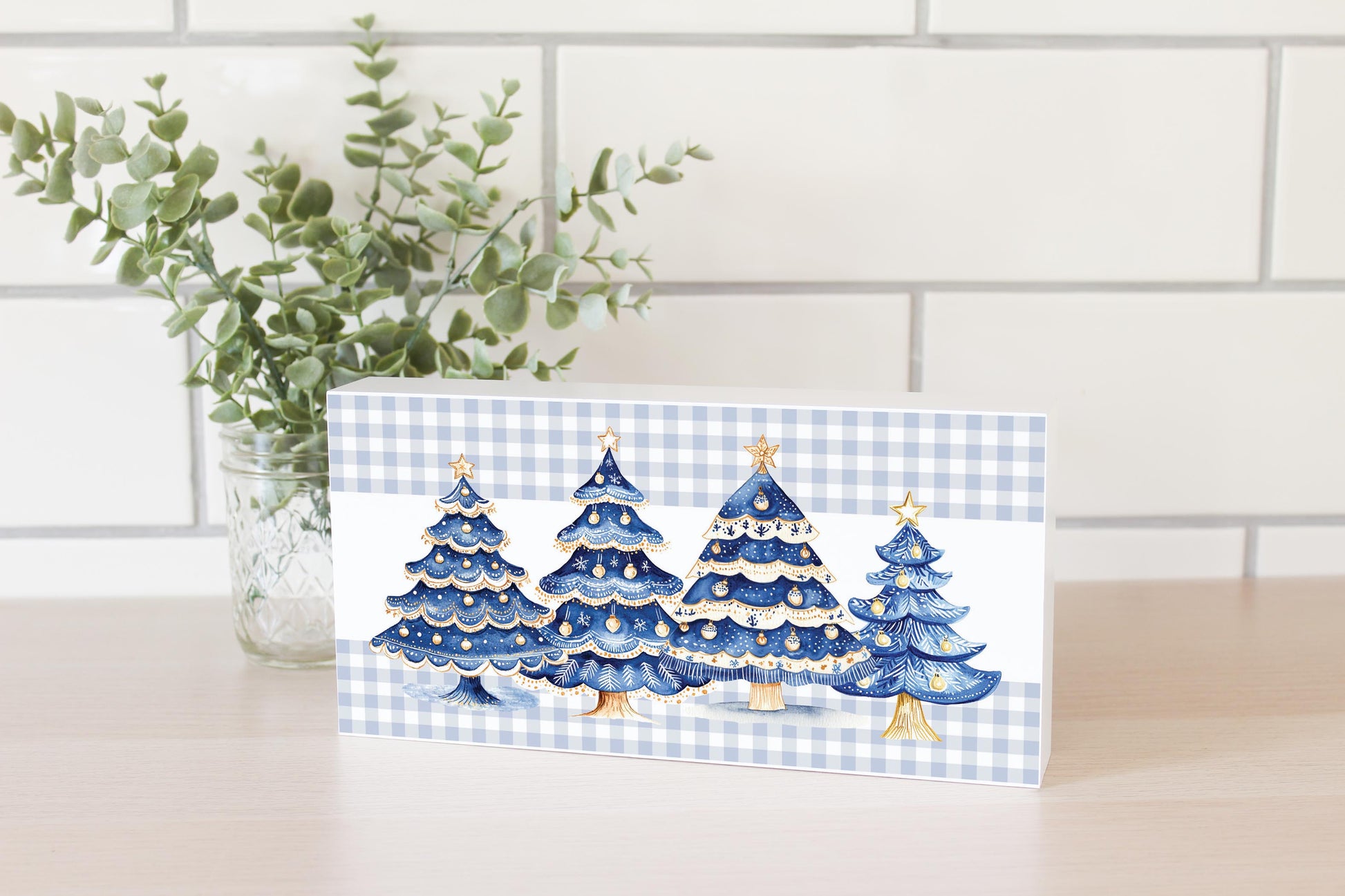 5x10 Wood Block Horizontal-Blue Noel - A Grand Millennial Christmas -2