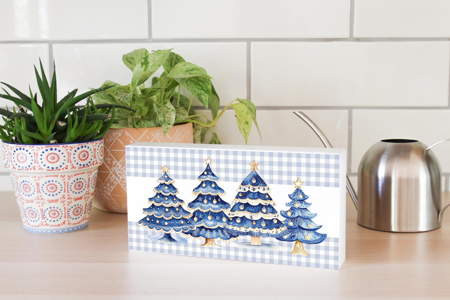 5x10 Wood Block Horizontal-Blue Noel - A Grand Millennial Christmas -4