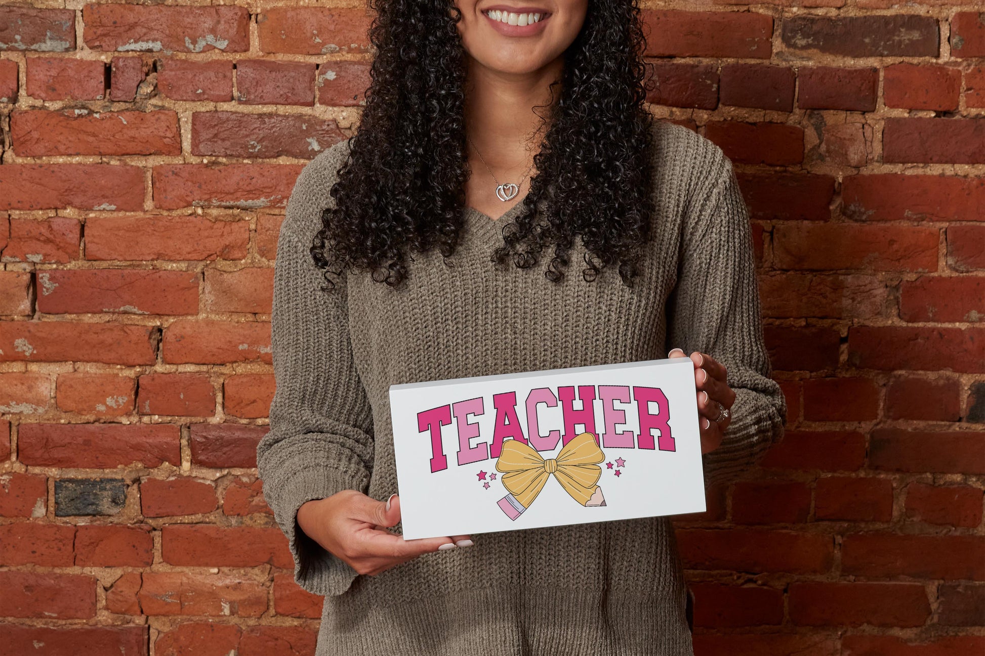 5x10 Wood Block Horizontal-Classroom Coquette Teacher -1
