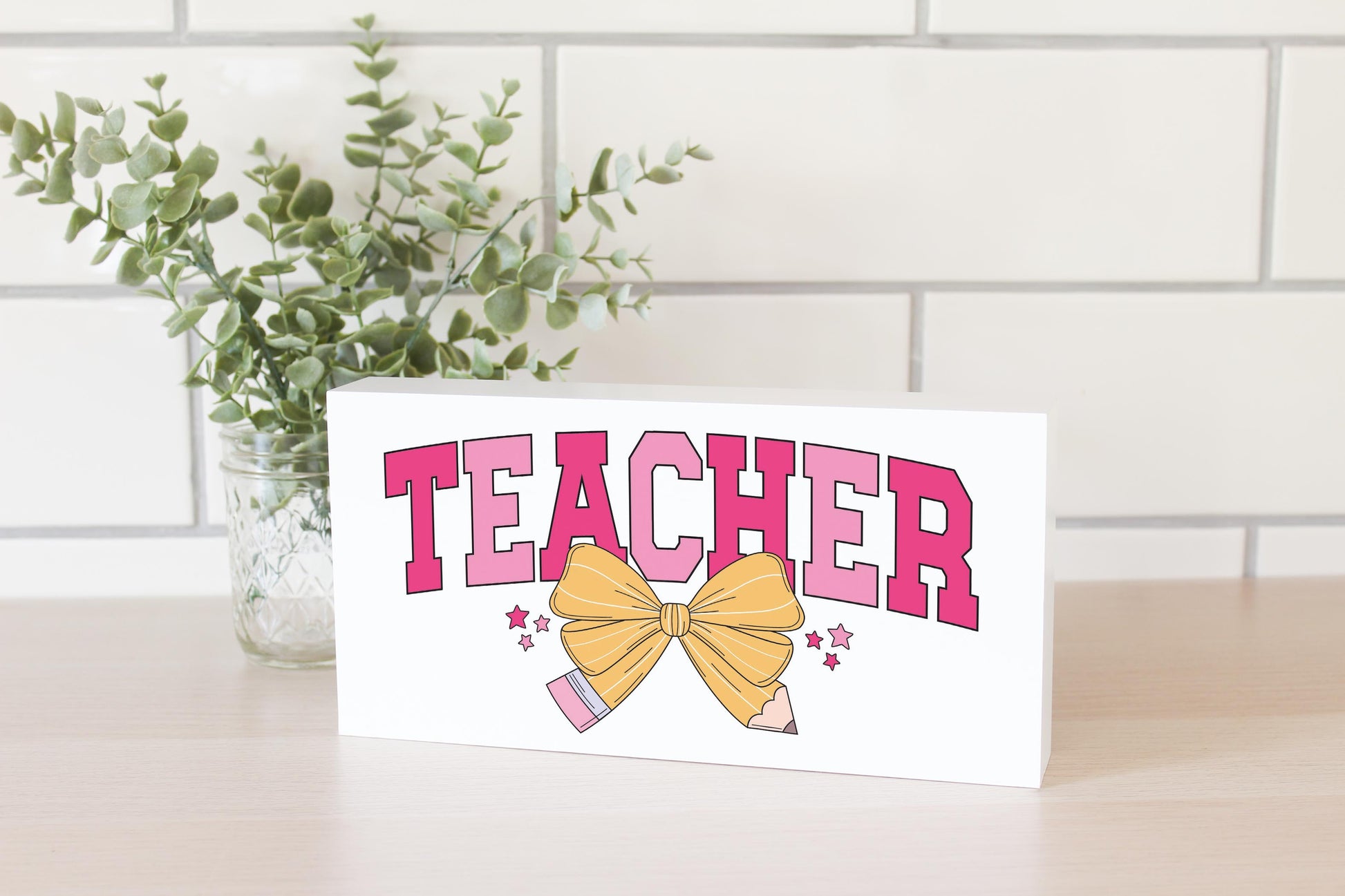 5x10 Wood Block Horizontal-Classroom Coquette Teacher -2