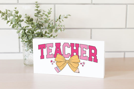 5x10 Wood Block Horizontal-Classroom Coquette Teacher -2