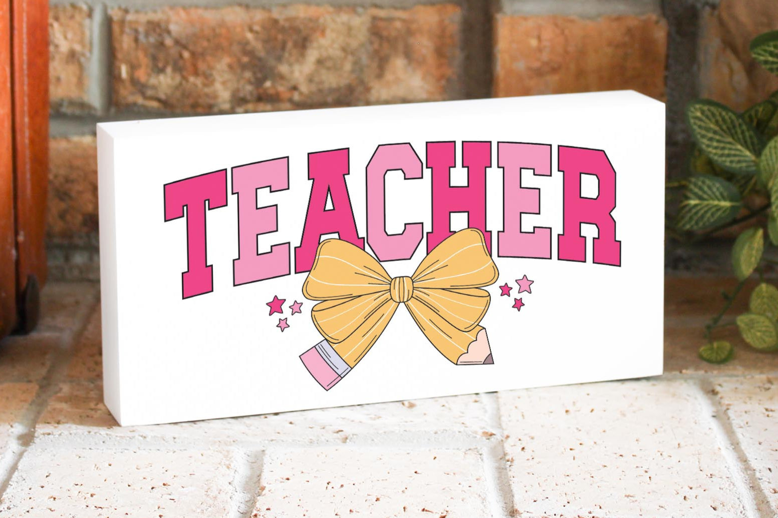 5x10 Wood Block Horizontal-Classroom Coquette Teacher -3